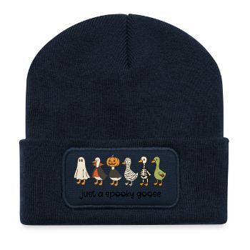 Spooky Autumn Farm Animals Design - Recycled Patch Beanie - french navy - Front
