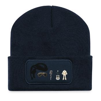 EP Popmusik Ikonischer Retro Stil - Recycelte Patch Beanie - French Navy - Vorne