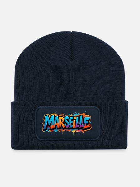 T-shirt logo maillot Marseille Graffiti Coloré - Beanie recyclé à patch - bleu marine