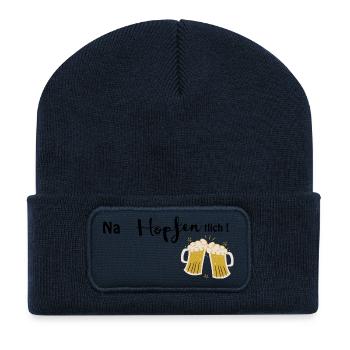 Well, hops! Funny beer motif - Recycled Patch Beanie - french navy - Front