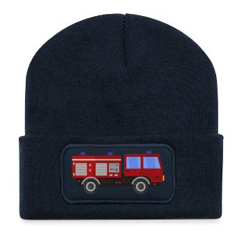 Camion de pompiers - Beanie recyclé à patch - bleu marine - Devant