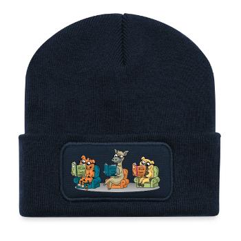 Cute Animals Reading Believe In Yourself Book Gift - Recycled Patch Beanie - french navy - Front