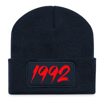 Cadeau Vintage 1992 - Beanie recyclé à patch - bleu marine - Devant