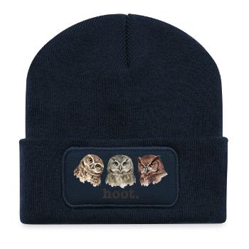 Eulen rufen lustig Eulenliebhaber lustig rufen - Recycelte Patch Beanie - French Navy - Vorne