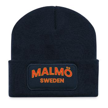 Logo en gras de Malmö Suède - Beanie recyclé à patch - bleu marine - Devant