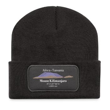 Afrique Tanzanie Kilimandjaro, coordonnées, couleur - Beanie recyclé à patch - charbon - Devant