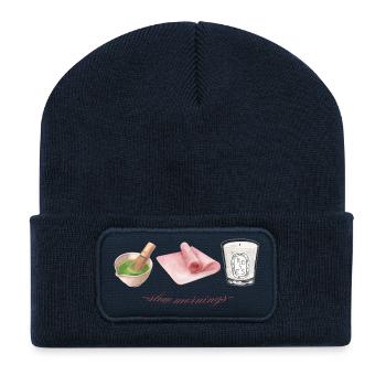 Matin lent - Beanie recyclé à patch - bleu marine - Devant