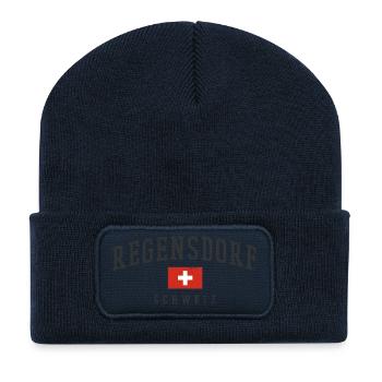 Regensdorf Schweiz Vintage Emblem - Recycelte Patch Beanie - French Navy - Vorne