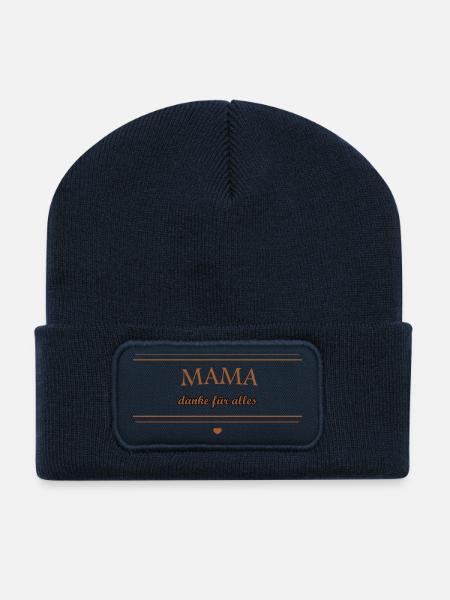 MAMA Thank You Vintage Hoodie for Birthday - Recycled Patch Beanie - french navy