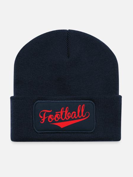 Red Retro Football: Show Off Your Power - Recycled Patch Beanie - french navy