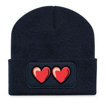 Hearts Love Symbol - Recycled Patch Beanie - french navy - Front