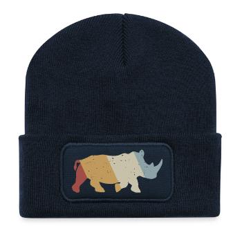 Geometrisches Nashornmosaik - Recycelte Patch Beanie - French Navy - Vorne