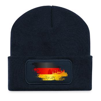 Drapeau des fans allemands - Beanie recyclé à patch - bleu marine - Devant