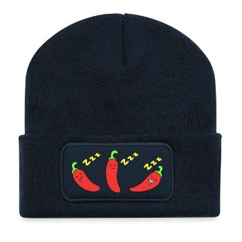 Chili schlafendes Gesicht - Recycelte Patch Beanie - French Navy - Vorne