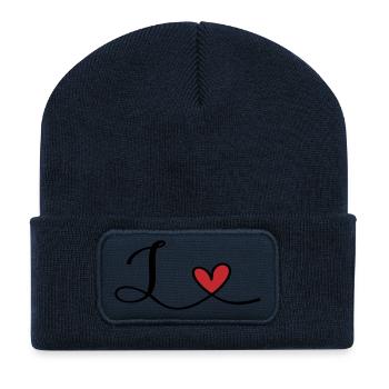 Letter L Initial - Recycled Patch Beanie - french navy - Front
