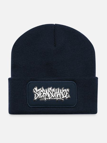 Sternschanze Hamburg Graffiti Hip Hop Tag - Recycelte Patch Beanie - French Navy