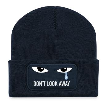 Larme bleue – Ne détourne pas le regard - Beanie recyclé à patch - bleu marine - Devant