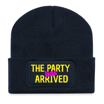 THE PARTY HAS ARRIVED, KANN LOS GEHEN MAUS - Recycelte Patch Beanie - French Navy - Vorne