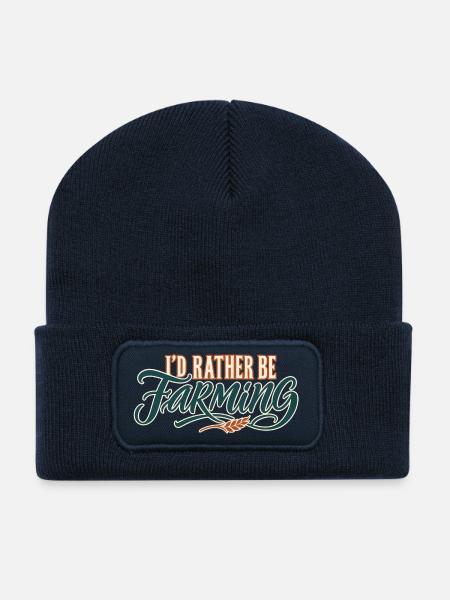 Ich würde lieber Landwirtschaft betreiben - Recycelte Patch Beanie - French Navy