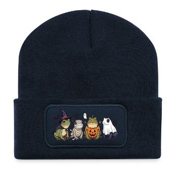 Unheimliche Frösche Geister-Halloween - Recycelte Patch Beanie - French Navy - Vorne