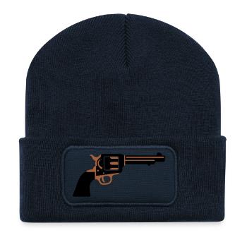 Revolver Pistole Western Icon - Recycelte Patch Beanie - French Navy - Vorne