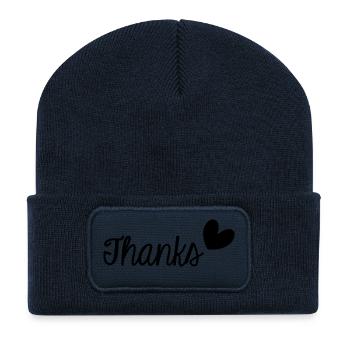 MERCI. THANKS. THANK YOU. ANNIVERSAIRE. NAISSANCE. - Beanie recyclé à patch - bleu marine - Devant