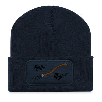 Balai magique ou non? - Beanie recyclé à patch - bleu marine - Devant