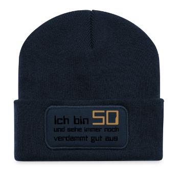 50 - Recycelte Patch Beanie - French Navy - Vorne