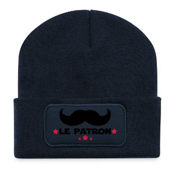 le patron - Beanie recyclé à patch - bleu marine - Devant