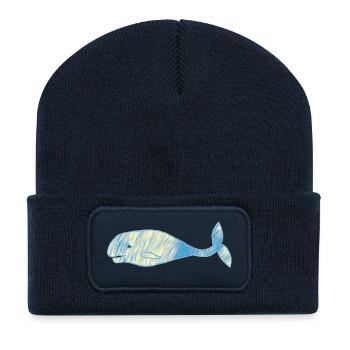 Whale vintage blue gold - Recycled Patch Beanie - french navy - Front