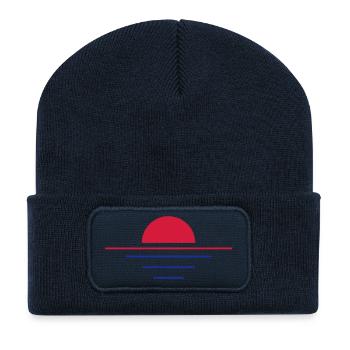 Le coucher du soleil - Beanie recyclé à patch - bleu marine - Devant