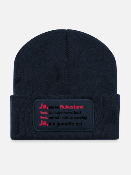 Shirt "Ja ich bin im Ruhestand", Rente, Pension - Recycelte Patch Beanie - French Navy