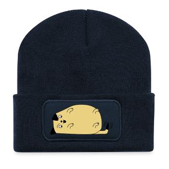 Dog looks on his tail - Recycled Patch Beanie - french navy - Front