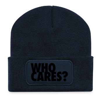 WHO CARES? Qui se soucie? Alors quoi? Alors quoi? égoïste - Beanie recyclé à patch - bleu marine - Devant