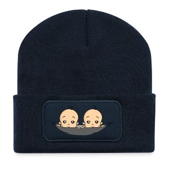 Baby Babies Zwillinge Jungen Schwangerschaft - Recycelte Patch Beanie - French Navy - Vorne