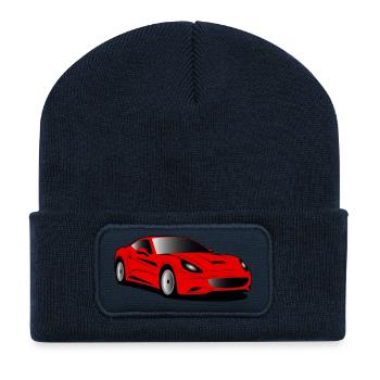sport car red - Recycled Patch Beanie - french navy - Front