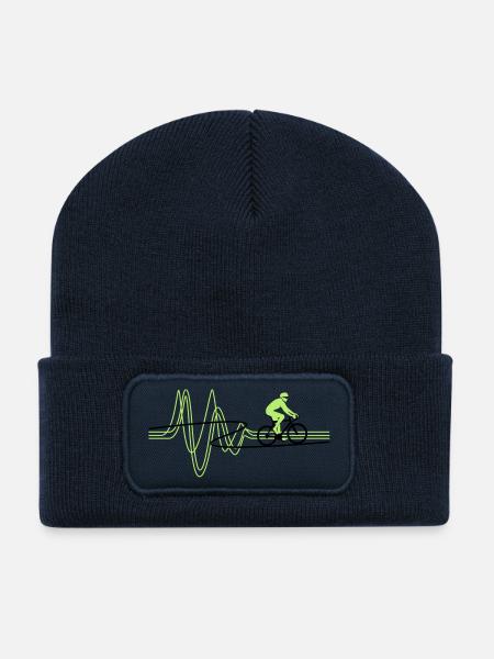 Road Bike Heartbeat - Recycled Patch Beanie - french navy