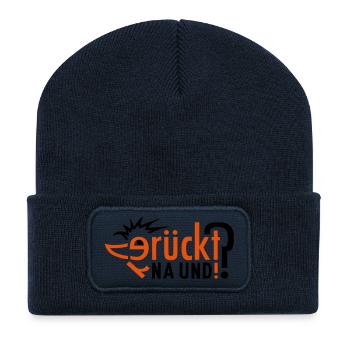 Verrückt ! 2farbig individualisierbar - Recycelte Patch Beanie - French Navy - Vorne
