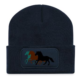 drei_pferde_pferd - Recycelte Patch Beanie - French Navy - Vorne