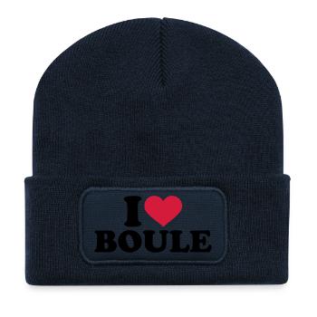 I love Boule - Beanie recyclé à patch - bleu marine - Devant