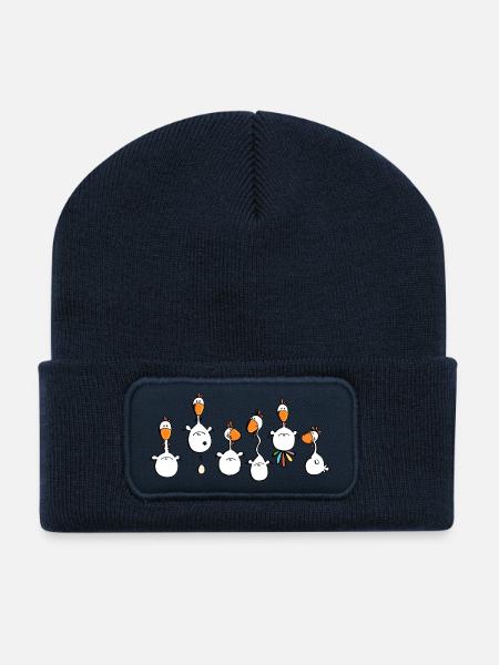 Crazy Chickens - poule - poluets - coq - Beanie recyclé à patch - bleu marine