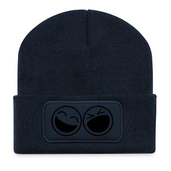 Smileys - Beanie recyclé à patch - bleu marine - Devant