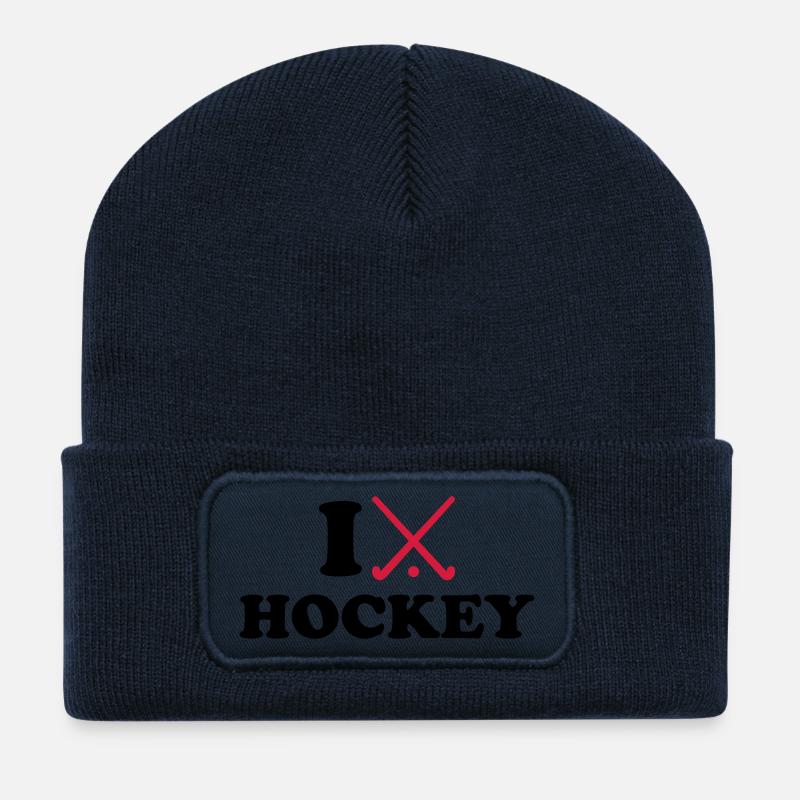 I love Field hockey - Recycled Patch Beanie - french navy