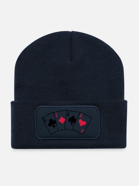 Cartes Poker - Cartes Poker - Beanie recyclé à patch - bleu marine