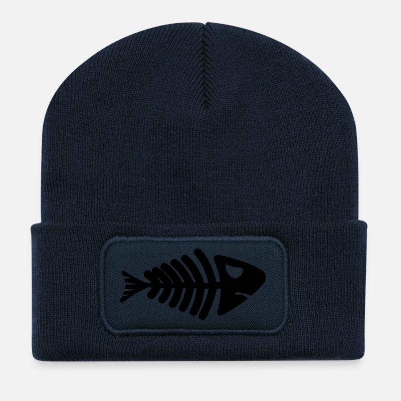 fish skeleton bone tail - Recycelte Patch Beanie - French Navy