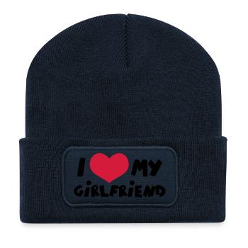 J'aime ma copine BD Toon - Beanie recyclé à patch - bleu marine - Devant