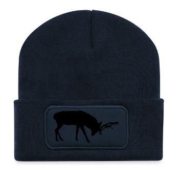 cerfs - bois de cervidé - la chasse - chasseur - Beanie recyclé à patch - bleu marine - Devant