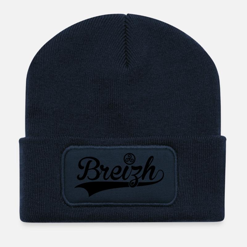 Bretagne - Breizh - Beanie recyclé à patch - bleu marine
