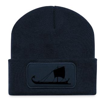 galère romaine navire Trière grec - Beanie recyclé à patch - bleu marine - Devant
