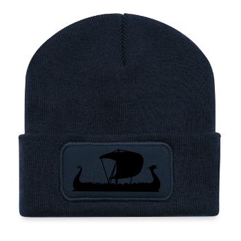 drakkar viking bateau scandinave - Beanie recyclé à patch - bleu marine - Devant